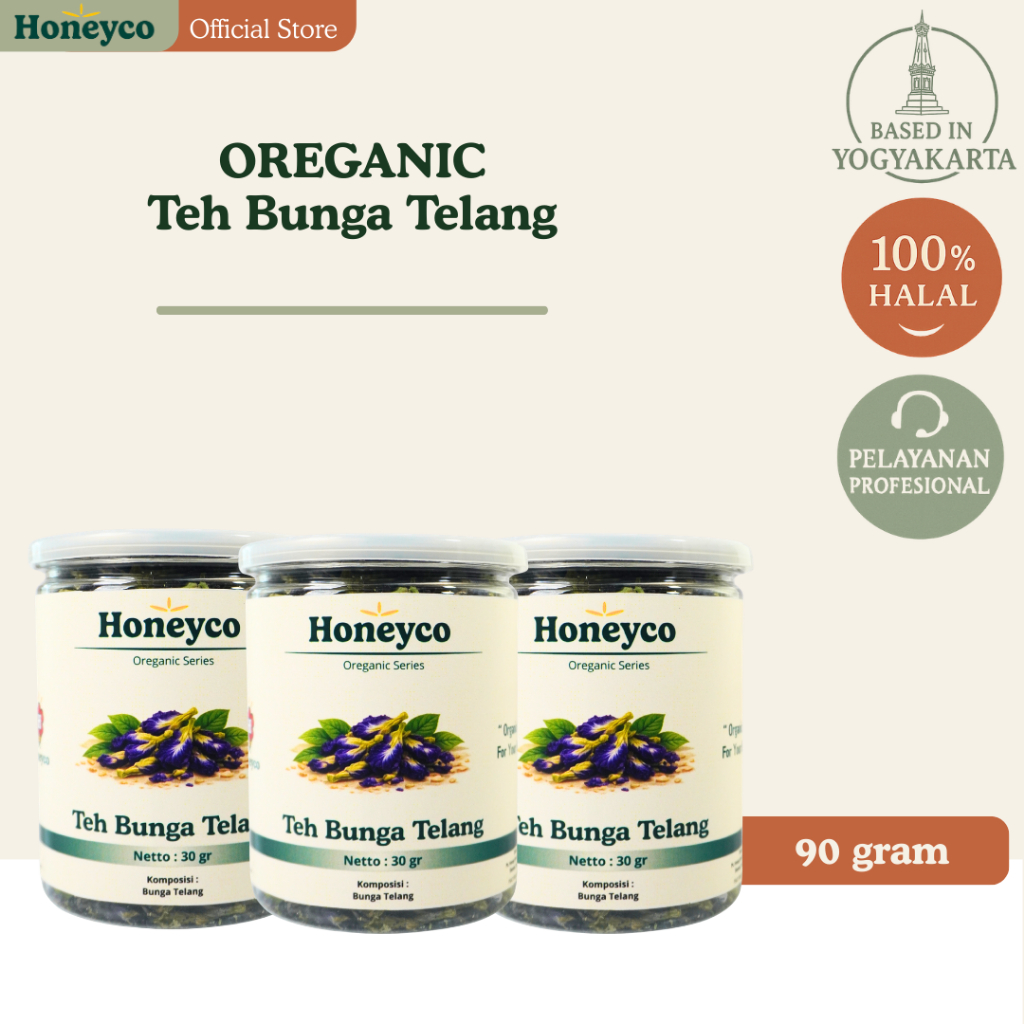 PAKET 3 OREGANIC Teh Bunga Telang Kering - Bunga Telang Kering yg Asli - Teh Telang Kering