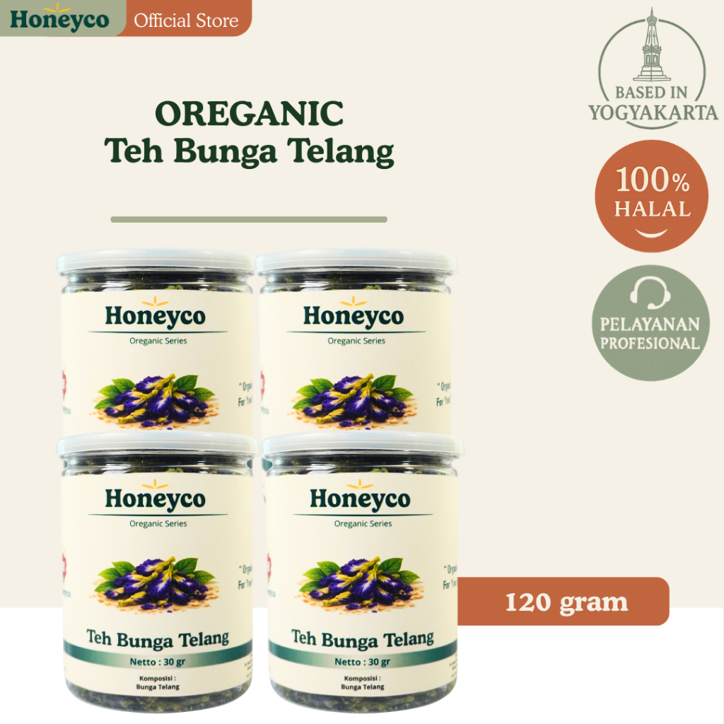 PAKET 4 OREGANIC Teh Bunga Telang Kering - Bunga Telang Kering yg Asli - Teh Telang Kering