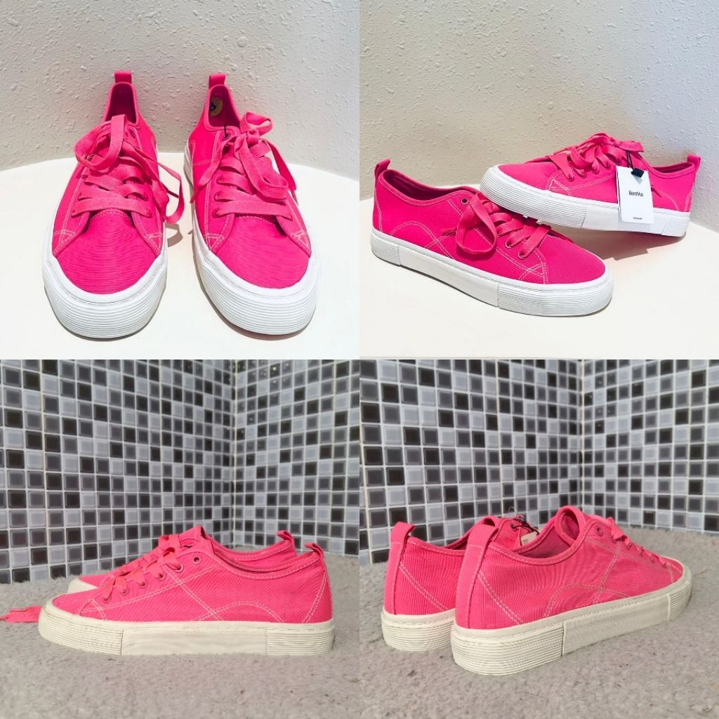 BERSHKA SEPATU SNEAKERS NEON PINK BARU ASLI ORIGINAL