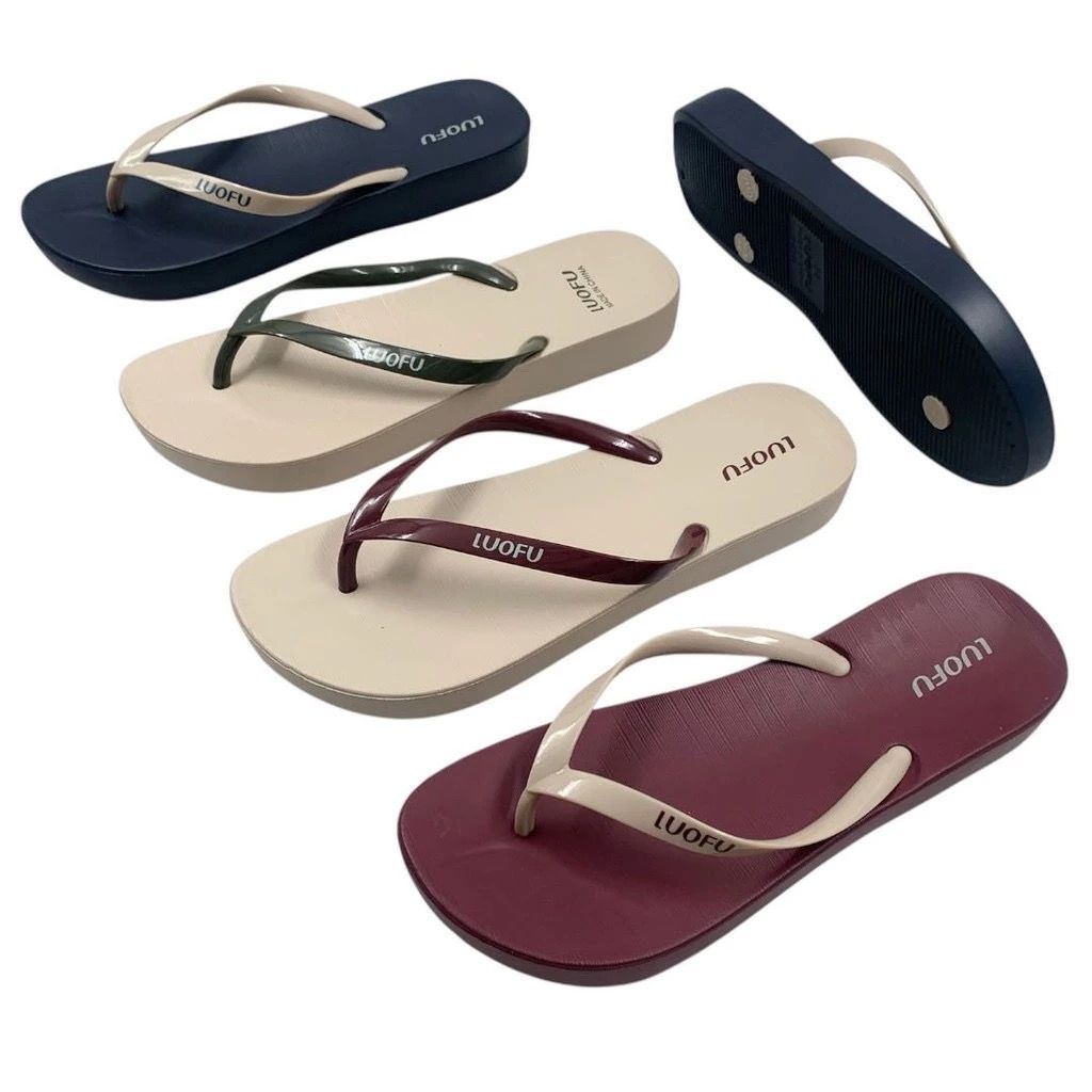 Sandal Japit Wanita Luofu 7140 polos, Sandal Karet Wanita anti air kekinian