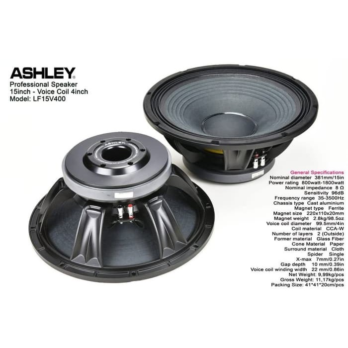 Speaker Component Ashley 15 Inch LF15V400 Voice Coil 4 inch