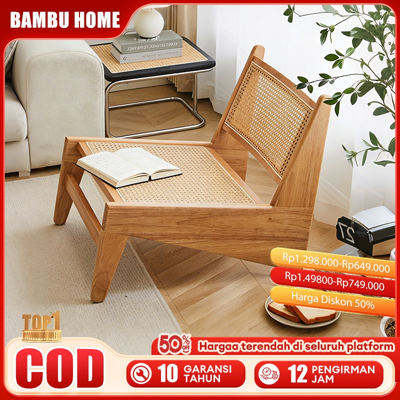 Bambu Kursi Sofa  Rotan Minimalis Modern Kursi Santai Ergonomis untuk Ruang Tamu Teras Balkon Rumah 