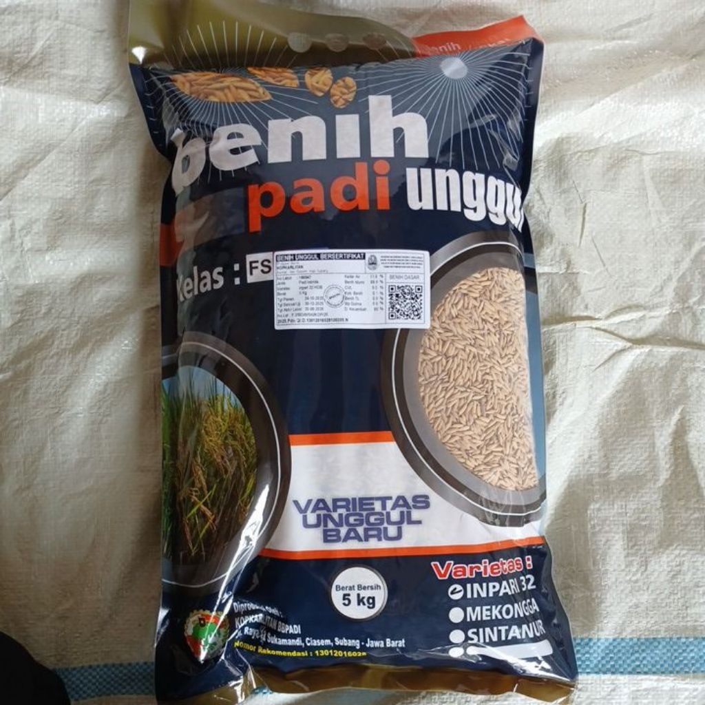 BENIH PADI INPARI 32 FS Lebel Putih 5 kg Produk BP Padi Sukamandi Subang