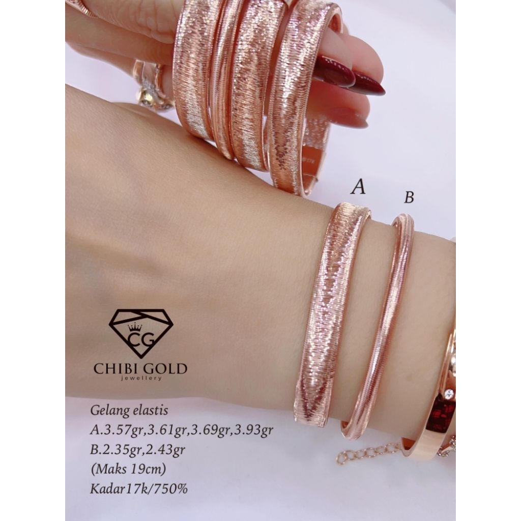Gelang elastis emas 750 kadar 17k - chibigold