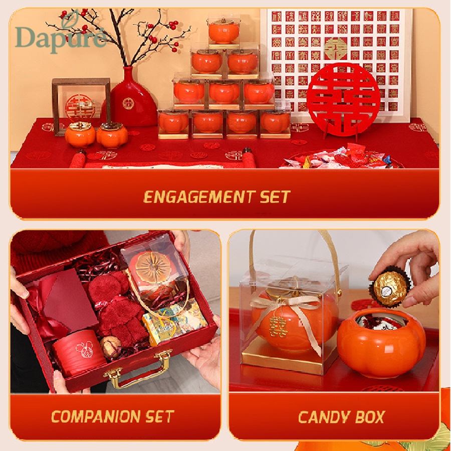 Toples Keramik Mini Buah Kesemek Aesthetic Tempat Permen Hiasan Meja Lucu