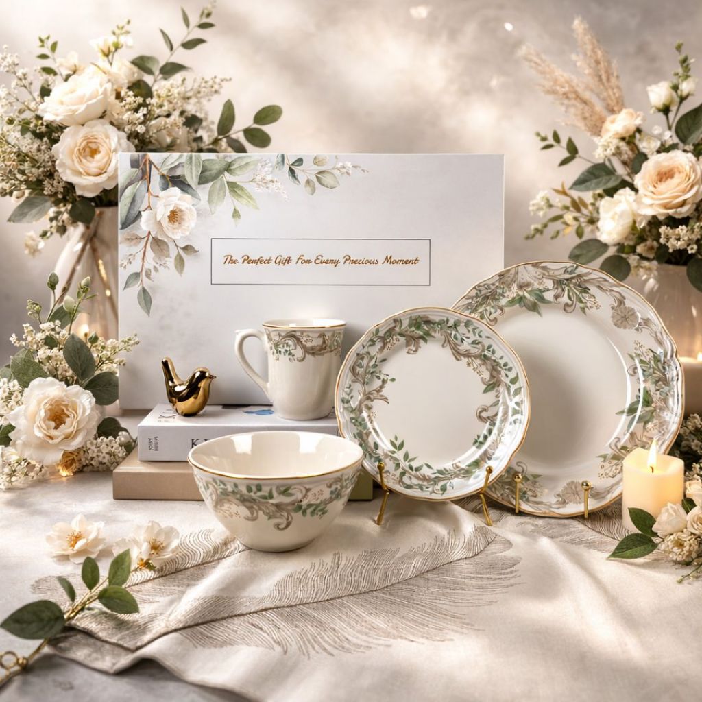 Rococo Dinnerware Set / Hampers Gift Box Set Piring Gelas dan Mangkuk Keramik / Set Piring Makan Kra