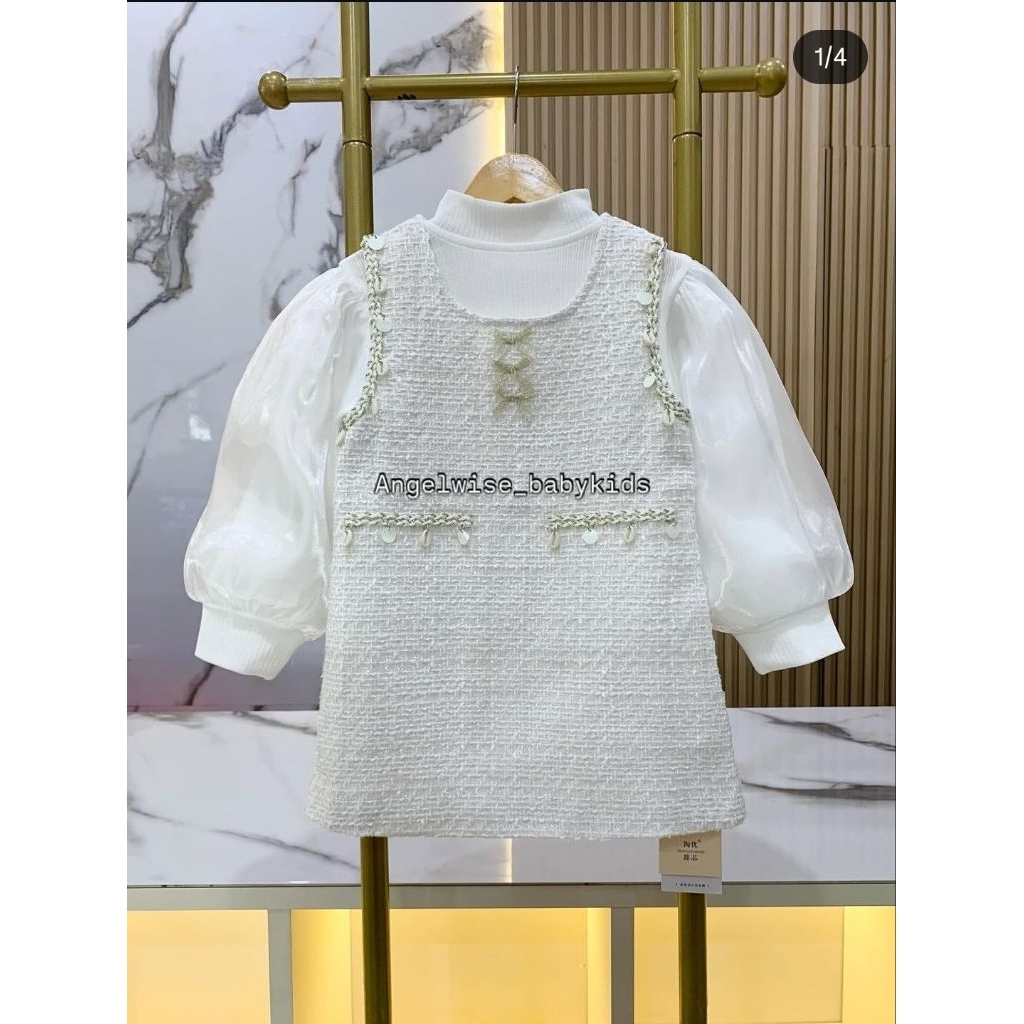 ANGELWISE  - Setelan tweed - dress tweed - setelan anak cewek - dress anak cewek - dress fashion - s