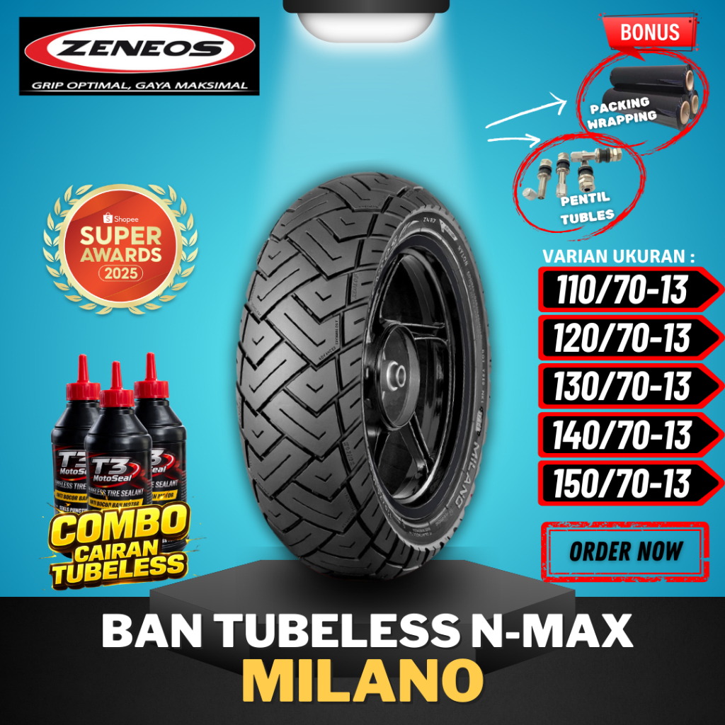 [READY COD] BAN ZENEOS MILANO RING 13 ( 110/70-13 / 120/70-13 / 130/70-13 / 140/70-13 ) BAN TUBELESS