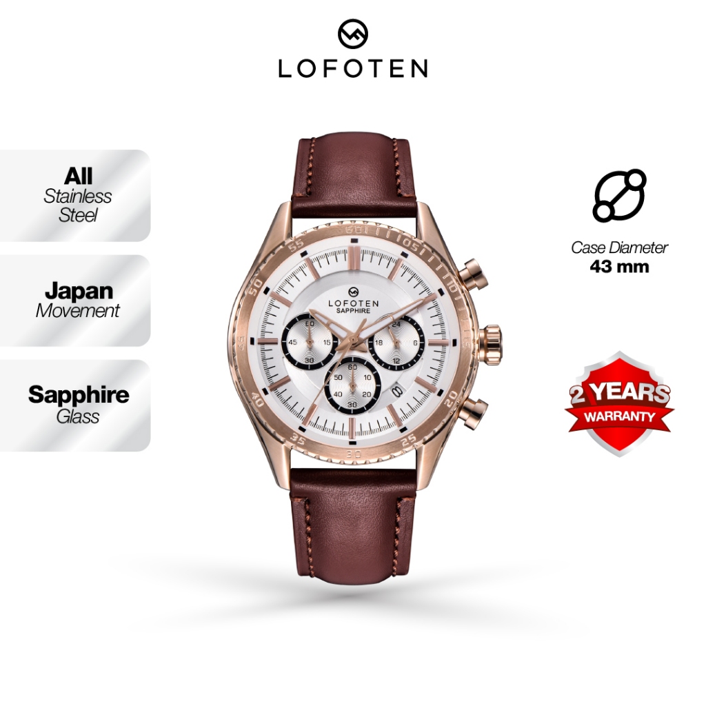 LOFOTEN Jam Tangan Analog Pria F-6518MC Genuine Leather Strap