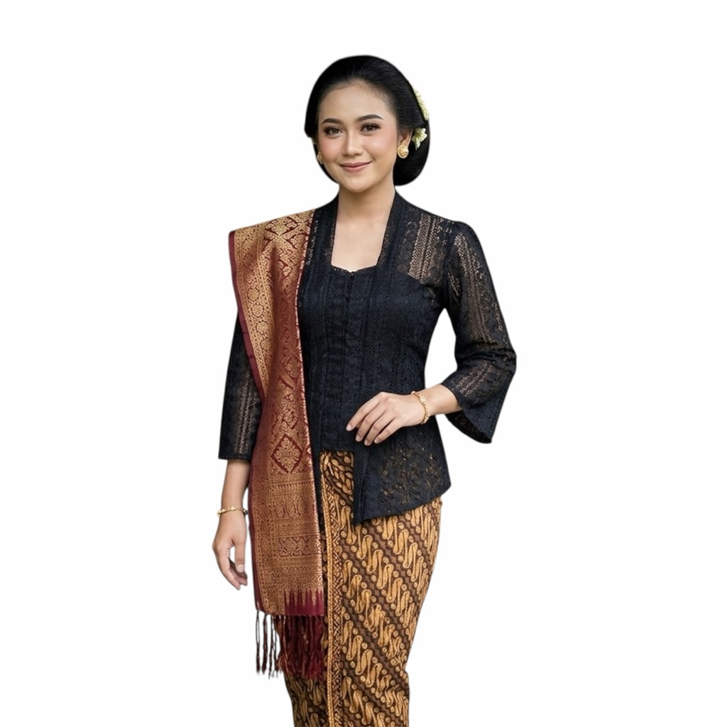 Kebaya bali brokat malika bet lengan lonceng