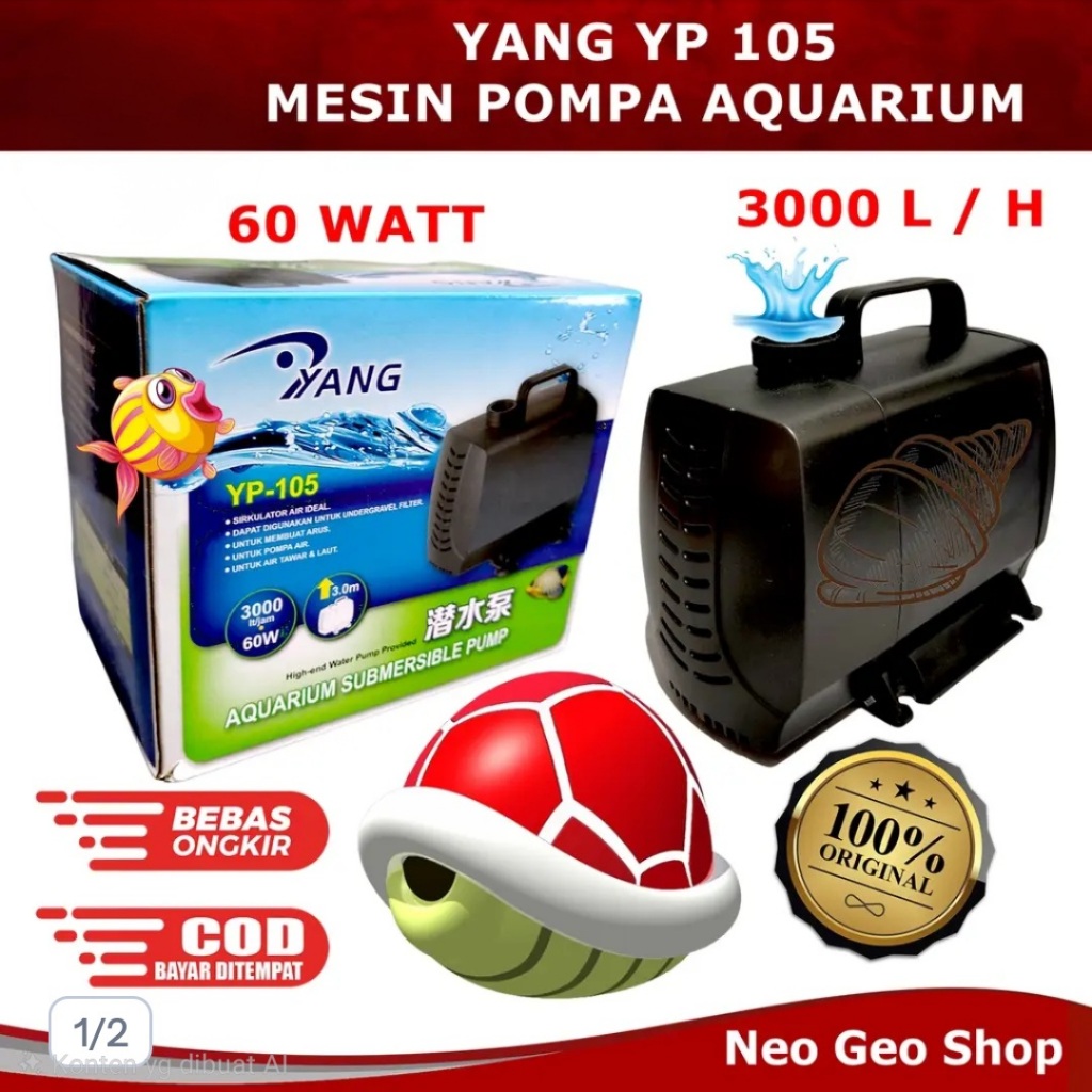 YANG YP 105 YP105 YP-105  Pompa Air Celup Pompa Kolam Aquarium - Watt