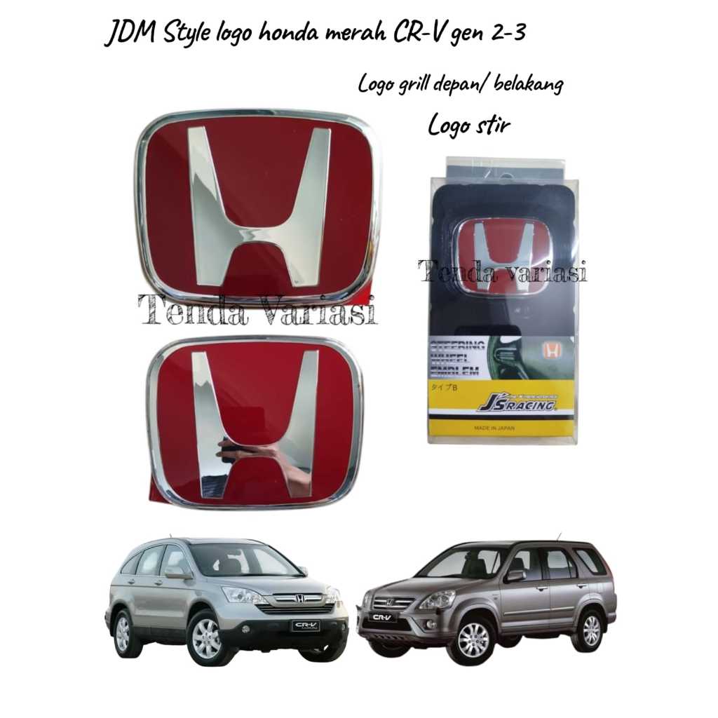 red Honda merah CRV gen2 dan gen3 glass look JDM style/logo honda merah CR-V GEN3 DAN GEN2 PAKET KOM