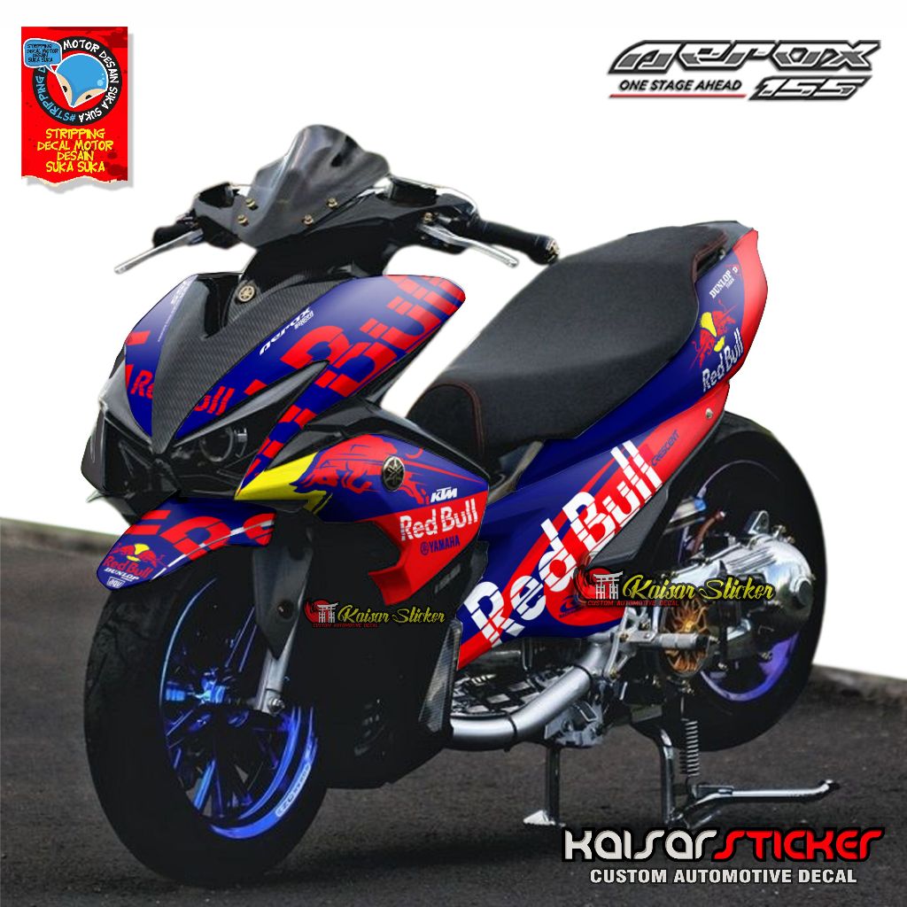 Sticker Decal Aerox 155 Red Bull Konsep Full Body Anti Gores