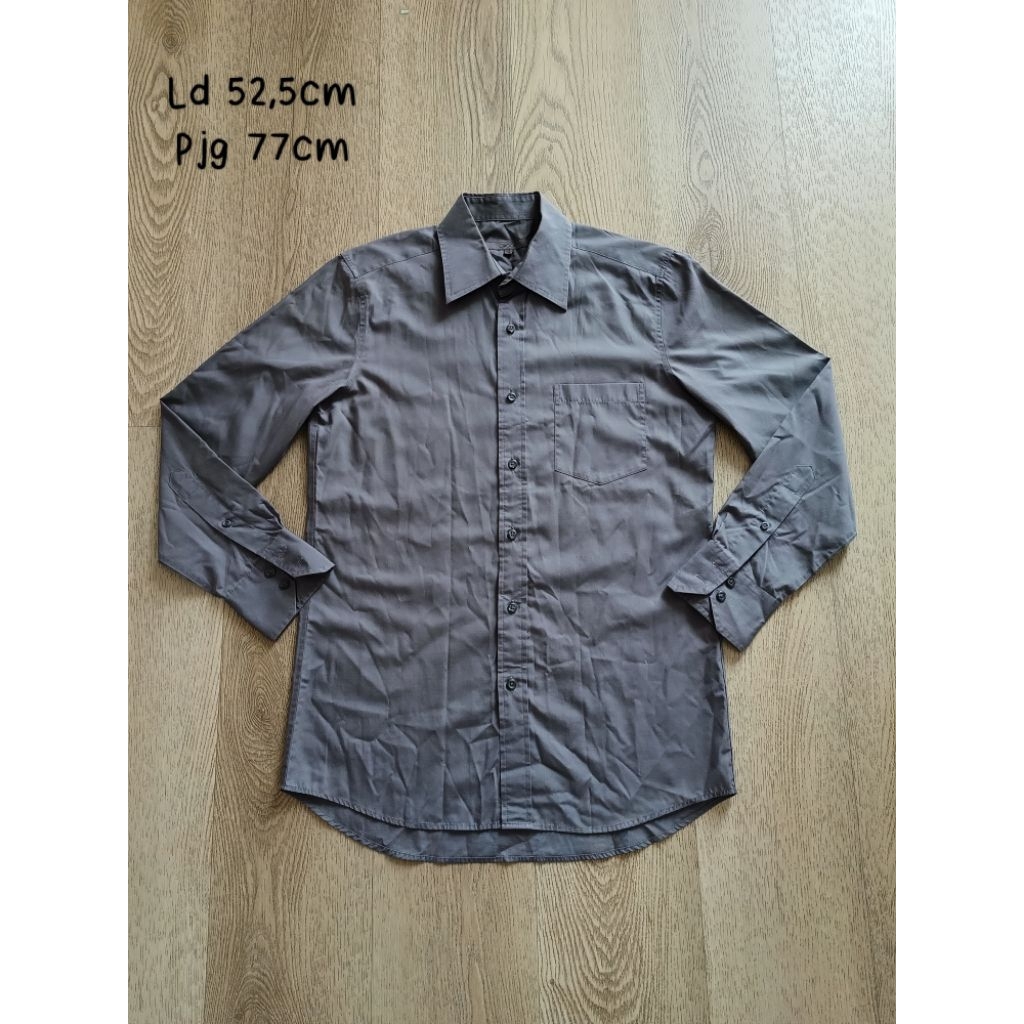 [size 15] Preloved kemeja lengan panjang G2000 grey abu-abu pria pakaian kerja formal men long sleev