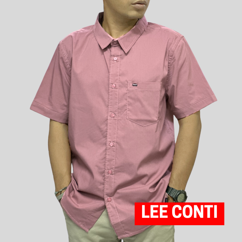 LEE CONTI Kemeja Pria Pendek Kerah ( RTC )