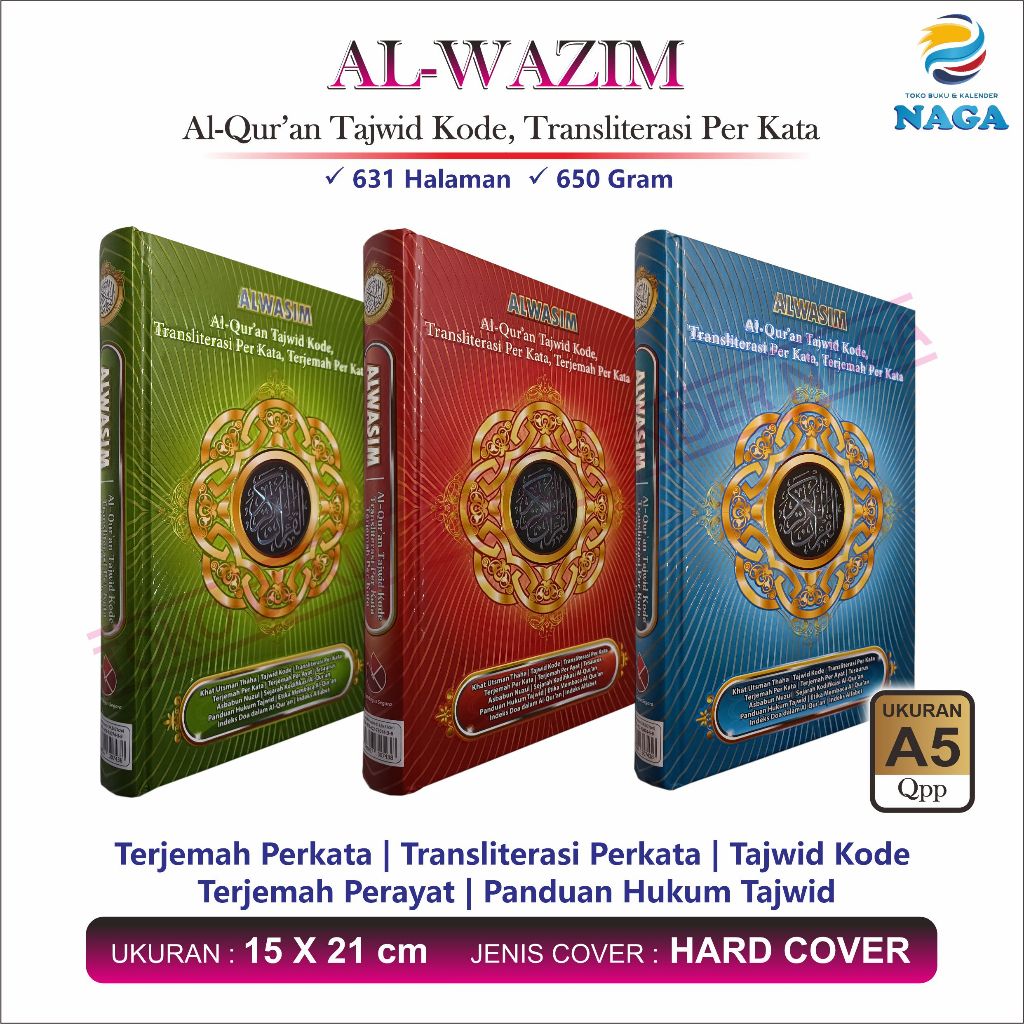 Al-Qur'an Al-Wasim A5 Hard Cover - Transliterasi Latin Per Kata & Tajwid Kode