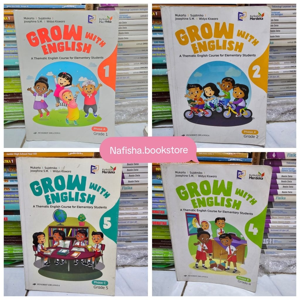 BUKU BEKAS GROW WITH ENGLISH KELAS 1 2 3 4 5 6  SD KURIKULUM MERDEKA ERLANGGA