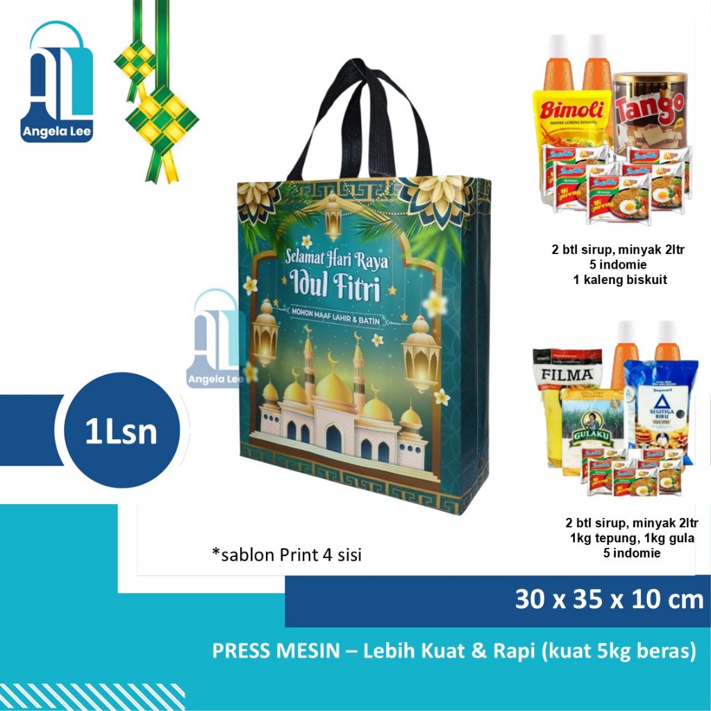 Tas Kain Spunbond Atau Premium Press Lebaran Paket Idul Fitri Ramadhan Syukuran Thr Biskuit Sirup