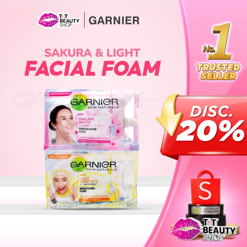 Garnier Light Complete Brightening Foam | Garnier Sakura White Pinkish Glow Foam 9ml - SACHET
