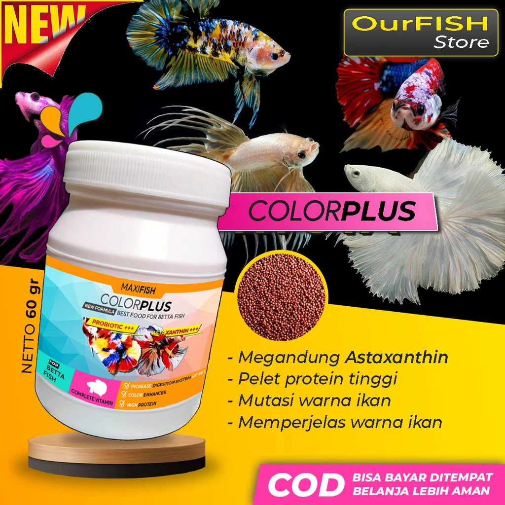 Colorplus OURFISH - Colorplus Pelet Pakan Ikan Cupang Blue Rim Avatar Halfmoon Galaxy Giant Nemo Koi