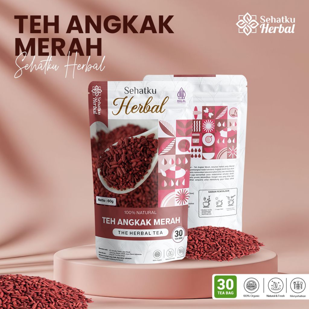 Sehatku Herbal Angkak Merah Tea | Teh Herbal Alami dari Beras Angkak | Minuman Sehat Tradisional Pen