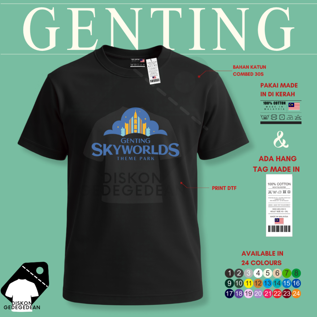 Diskongedegedean Kaos Souvenir Genting Highland Skyworld Baju Tshirt Oleh Oleh Malaysia Type 1