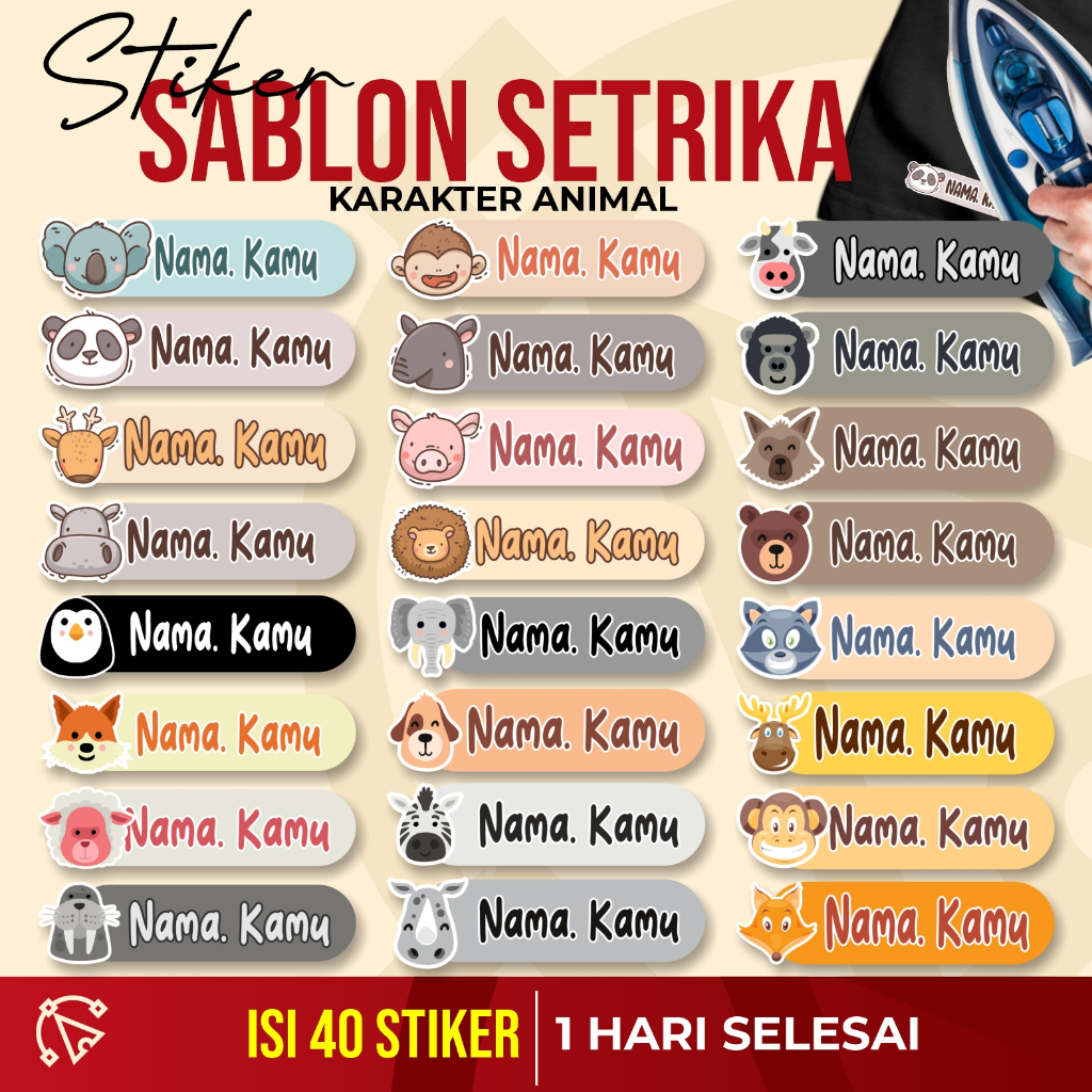 STIKER LABEL SABLON, STIKER NAMA BAJU, SABLON LABEL BAJU, STIKER SETRIKA, SABLON STRIKA, SABLON NAMA