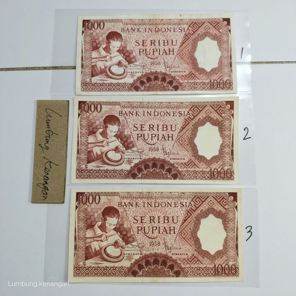 uang kuno Pekerja Coklat 1000 Rupiah 1958