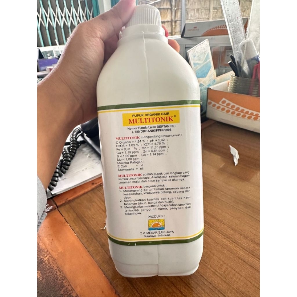 Grosir pupuk Cair Lengkap MULTITONIK kemasan 1lt/PPC
