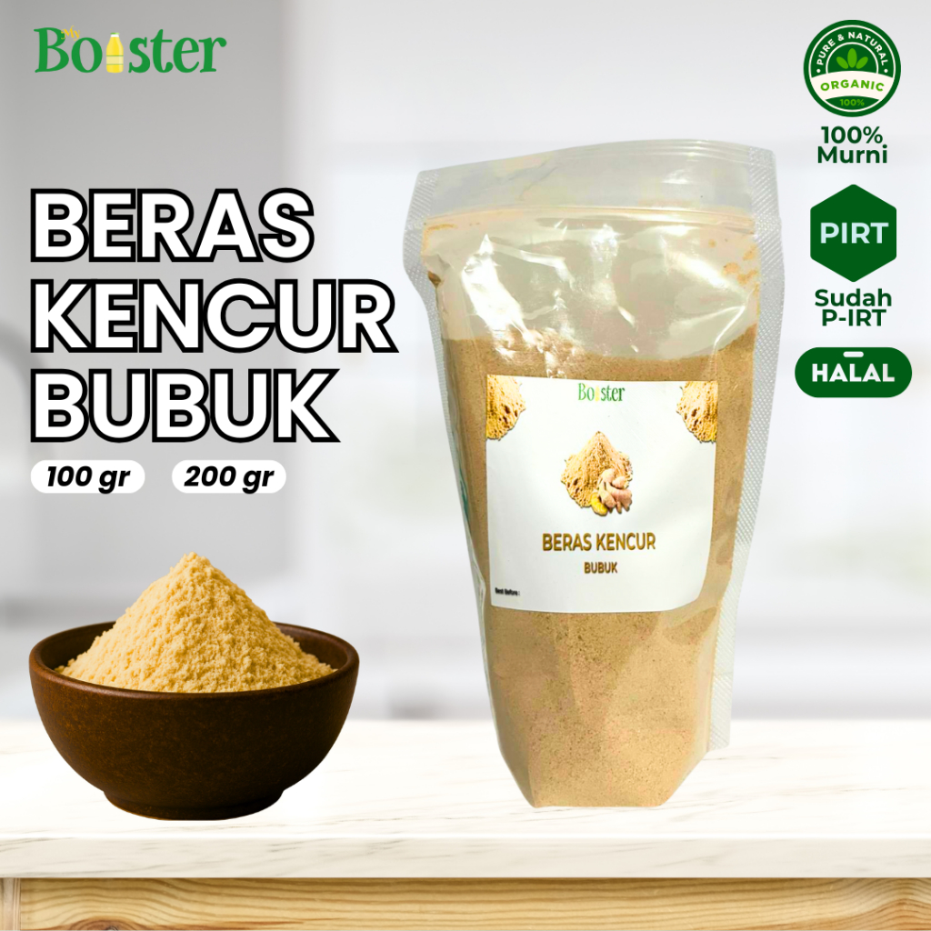 Mybooster Beras Kencur Bubuk Asli Tanpa Campuran / Bubuk Beran Kencur Herbal Alami Tanpa Gula
