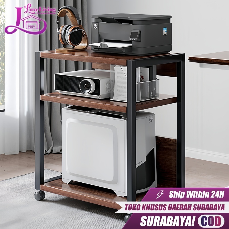 [Surabaya Express]Rak Printer Bergerak Rak Penyimpanan Bertingkat Rak Arsip Dokumen Rak Makanan Ring