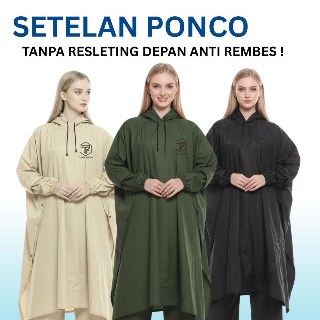 TRENDY Jas Hujan Ponco Kelelawar Premium Kuat Tebal dan Anti Rembes