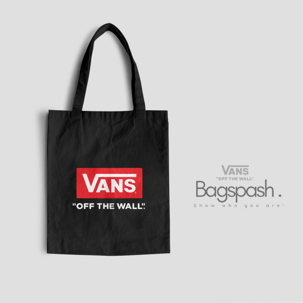 new product totebag tas vans custom hitam kanvas pria wanita