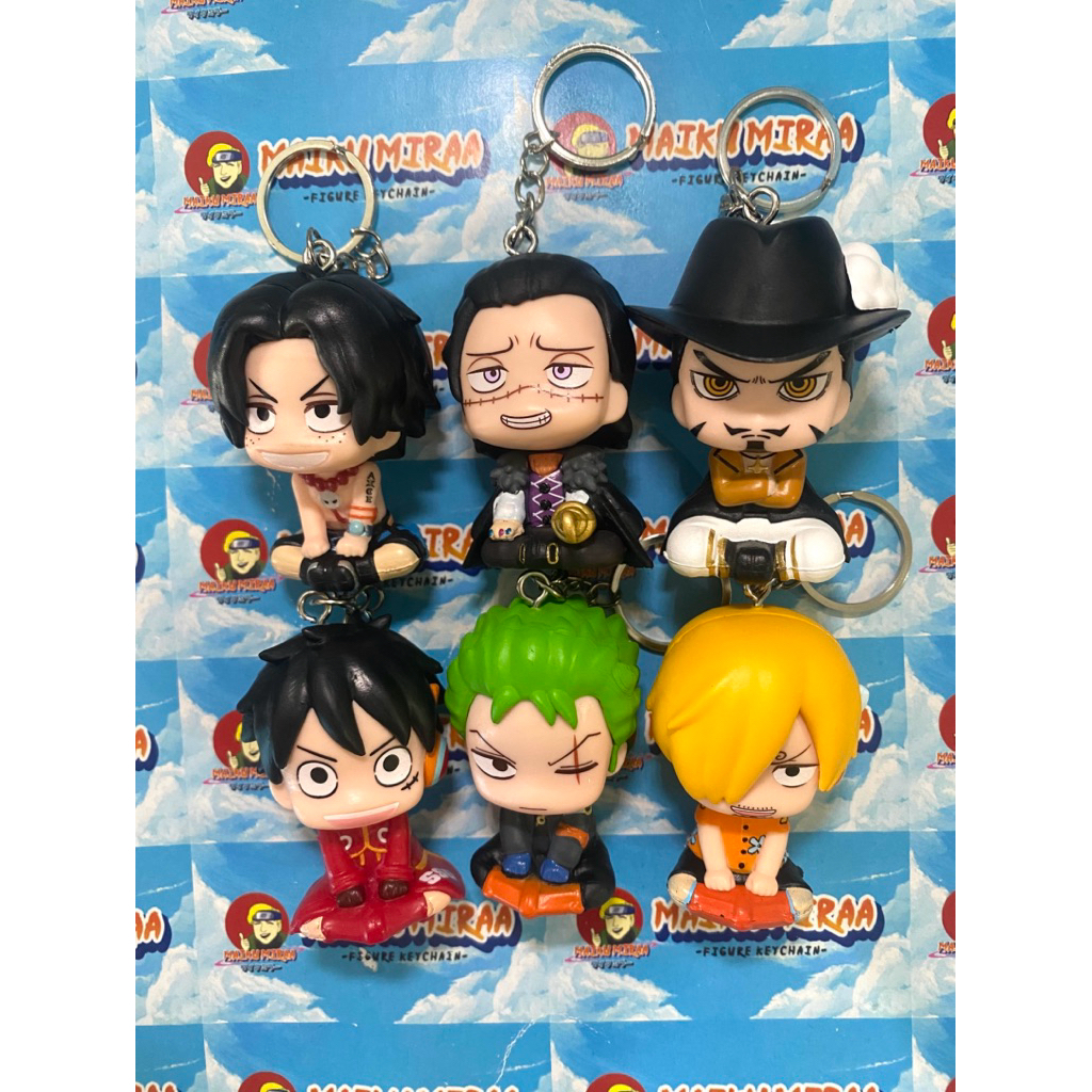 Figure Keychain / Gantungan Kunci One Piece sit B Luffy Zoro sanji Egghead Ace Crocodile Mihawk