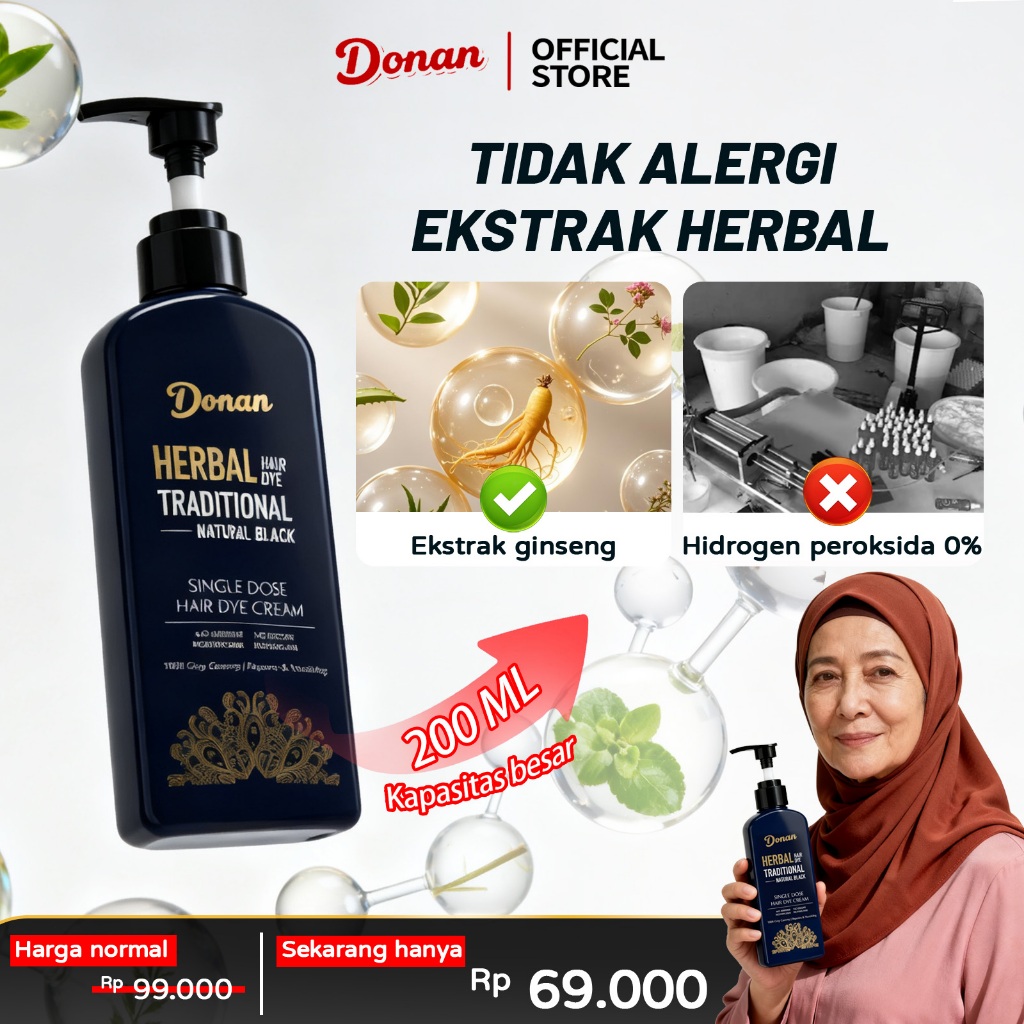 Hair Color Cream alami - Donan Pewarna Rambut Herbal Hitam semir rambut shampoo cat rambut tanpa ble