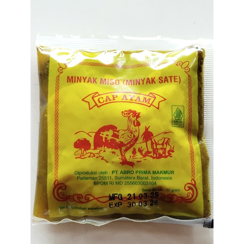MINYAK MISO (MINYAK SATE) Cap Ayam - 50g | Bumbu Soto & Sate Padang Asli Minang