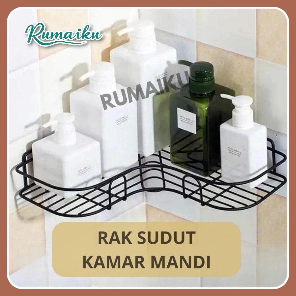 Rak Sudut Kamar Mandi Tempel Dinding / Rak Sudut Besi Tempel Minimalis / Rak DindingTempel Sudut