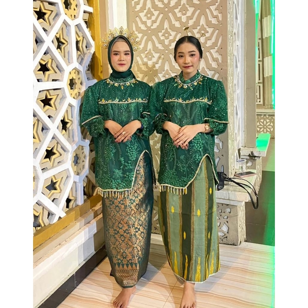 Baju hijau datu / baju pesta hijau datu / baju kebaya hijau / baju bodo hijau datu