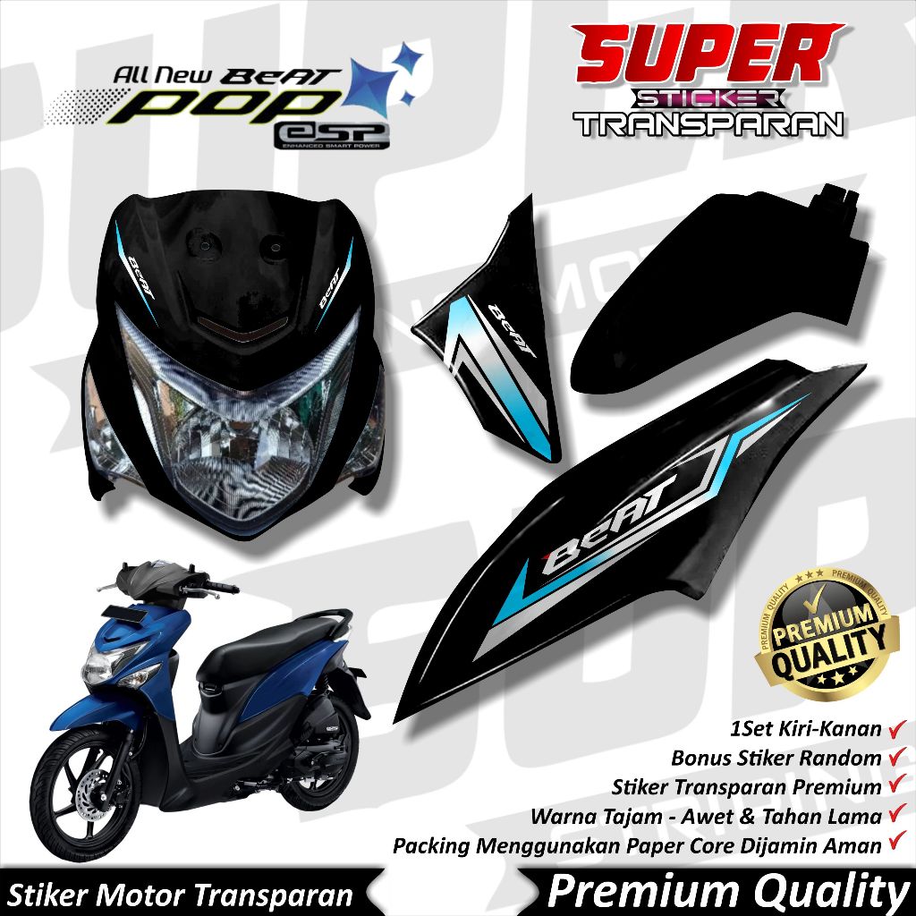 Stiker Transparan Beat Pop Anti Luntur keren Striping Beat Pop Striping Honda Beat POP Hyper Liquid