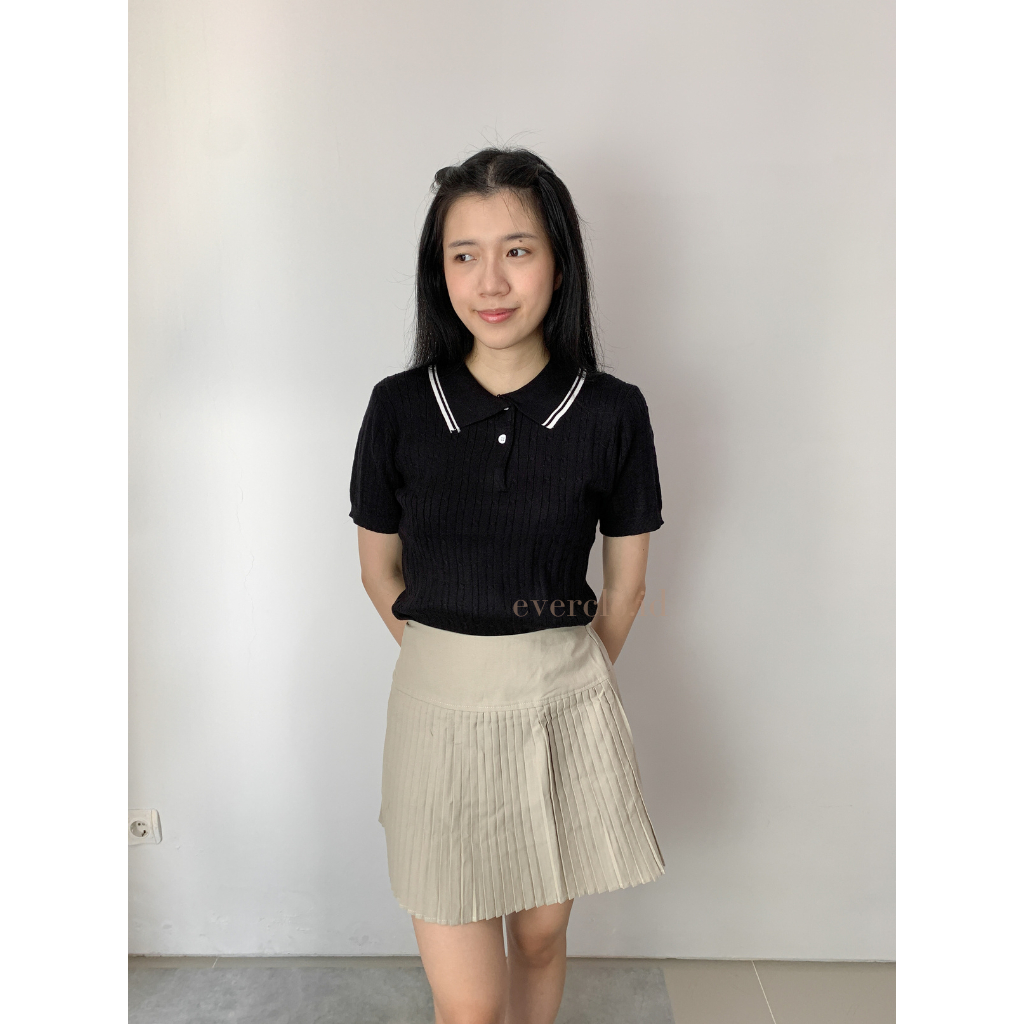 EVERCLO - Iroha Polo Shirt - Atasan Kemeja Polo Shirt Wanita Bahan Knit