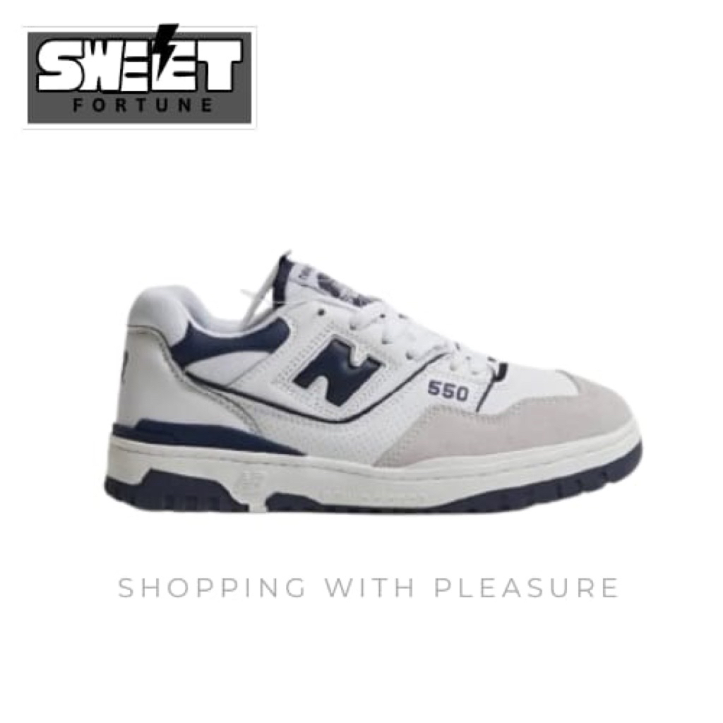 (SWEETFORTUNE) Sepatu Sneakers NB 550 White Navy