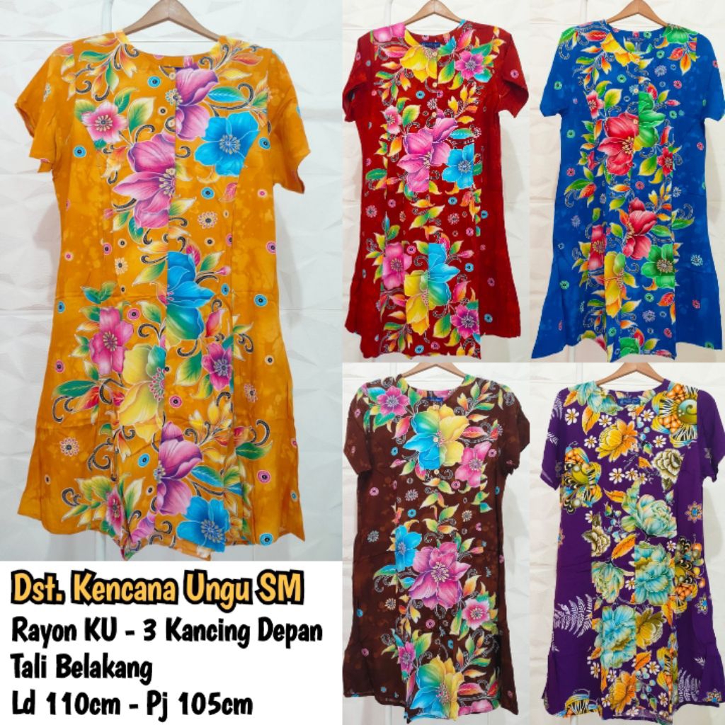 Baju Daster Kencana Ungu Label Biru Asli Home Dress Batik Busui