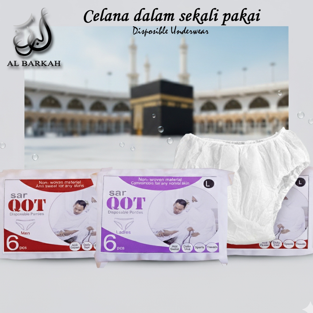 Celana Dalam Kertas Sekali Pakai Sarqot Disposable Panties Pria Wanita Perlengkapan Haji Umroh CD Tr