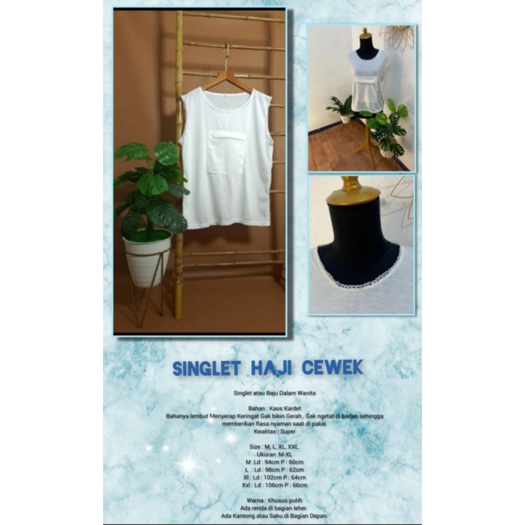 Singlet Haji dan umroh wanita || Singlet katun haji dan umroh || Singlet umroh katun murah