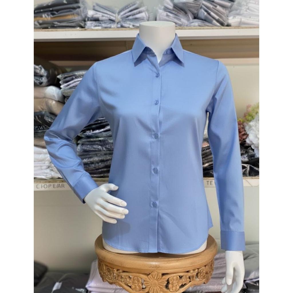 Official` Kemeja Wanita / Kemeja Cewek Polos Lengan Panjang Slimfit Hem Wanita Polos Kantor Hitam