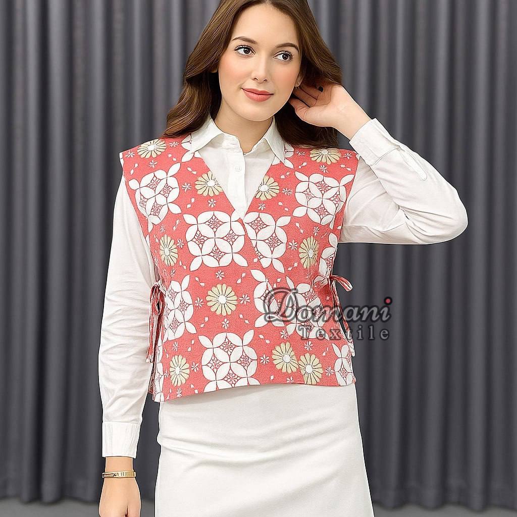 VEST BATIK WANITA MODERN ETNIK ROMPI OUTER KATUN PREMIUM || ATASAN VEST BATIK PRIA WANITA EKSLUSIF