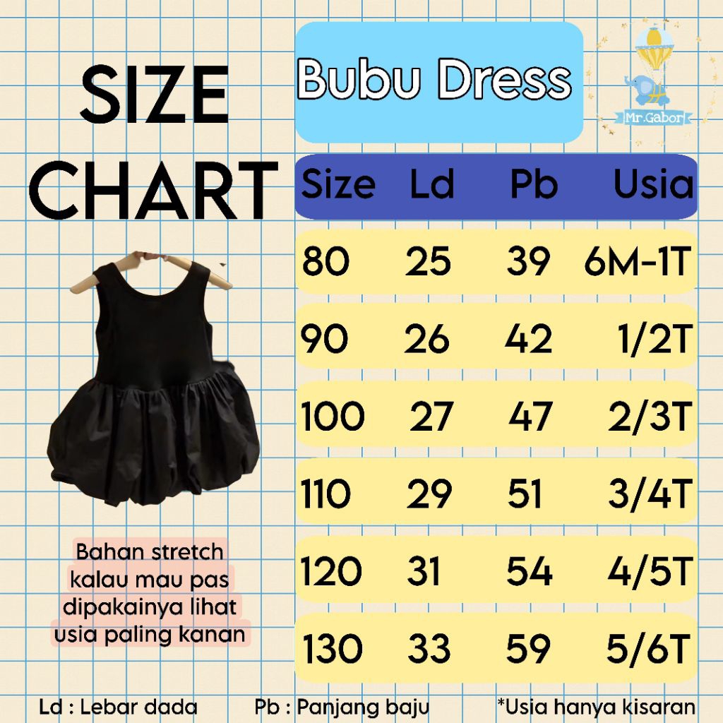 Hot Mr.Gabor Dress Hitam Lucu Anak Perempuan 1 - 5 Tahun / Ball Gown Mini Dress / Bubu Dress