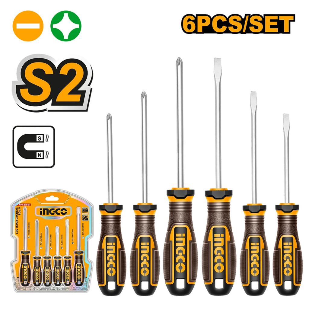 Obeng set magnet 6pcs ingco