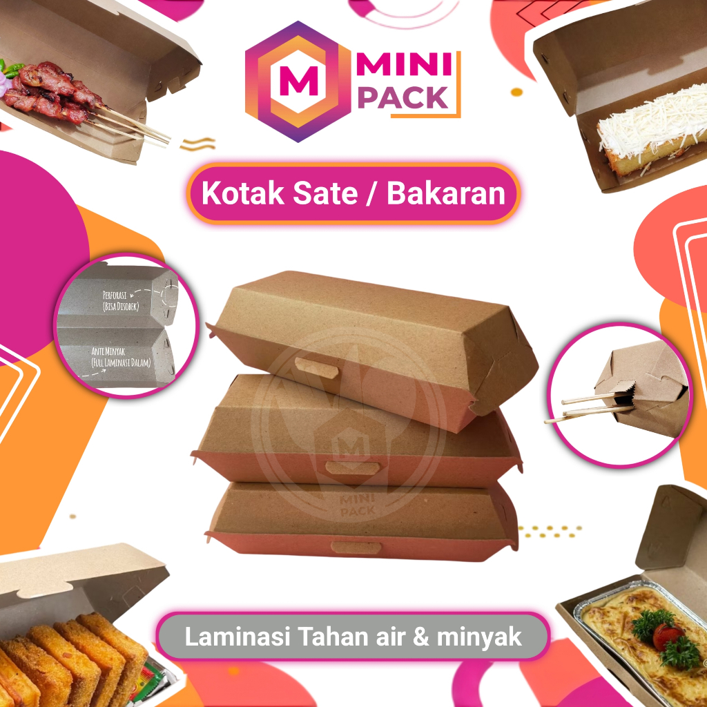 Kotak Sate Kraft Long Box Corndog Box Hotang Box Hotdog Box Sosis Bakaran Box 20x6x7 20x6 23x9,5x7 2