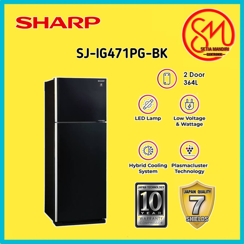 SHARP Kulkas 2 Pintu Big Refrigerator 364 Liter SJ-IG471PG-BK